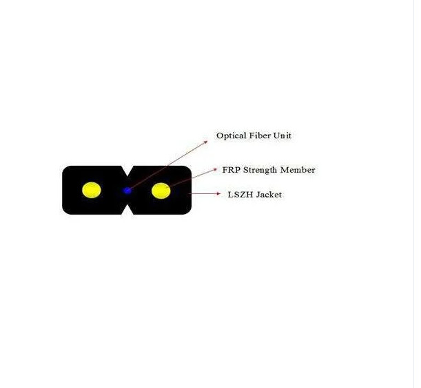 Kabel podłączeniowy FTTH Wewnętrzny 1/2 rdzenia Element wzmacniający typu łukowego FRP/stal