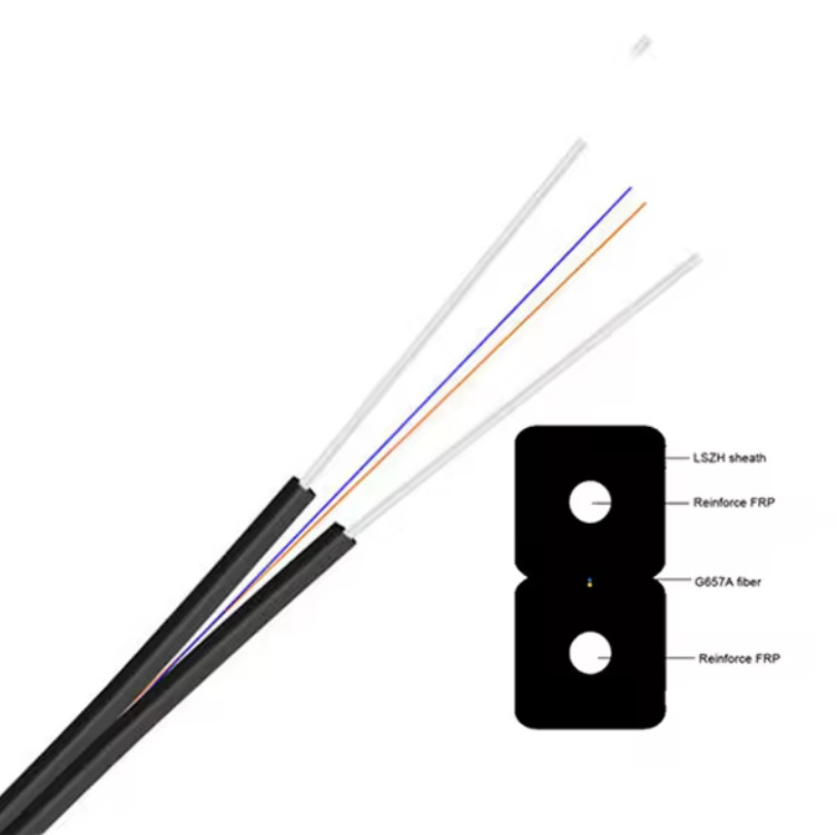 FTTH Drop Cable SingleMode 1-2 Cores GJXFH FRP Strength Member