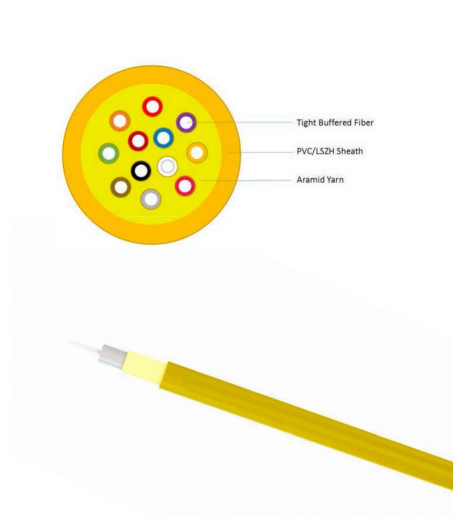 Tight Buffe PVC LSZH Sheath Kabel optyczny wewnętrzny GJFJV 4-48 Core