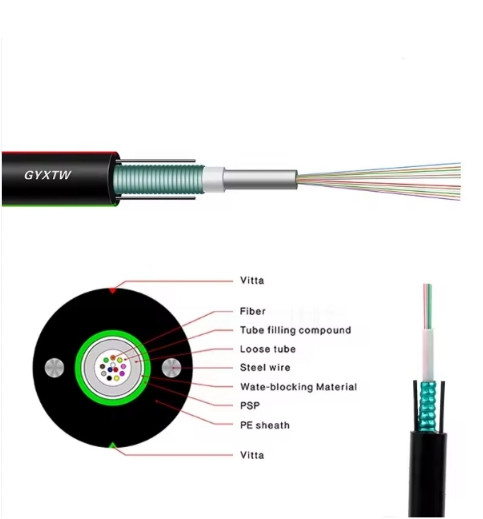 Kabel optyczny z włókna optycznego z G652D GYXTW 2-12 rdzenia
