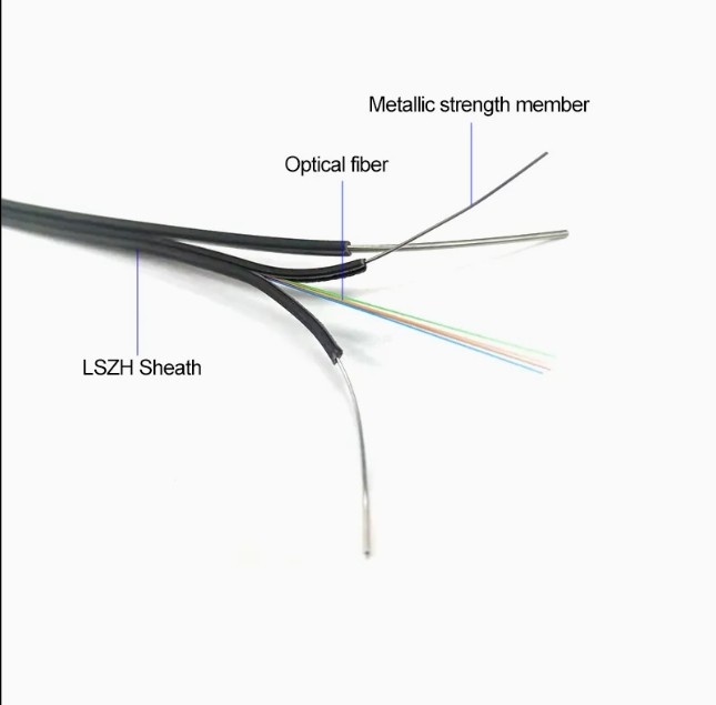 Kabel FTTH samopodtrzymujący się w kształcie łuku 4 rdzenia do komunikacji telefonicznej